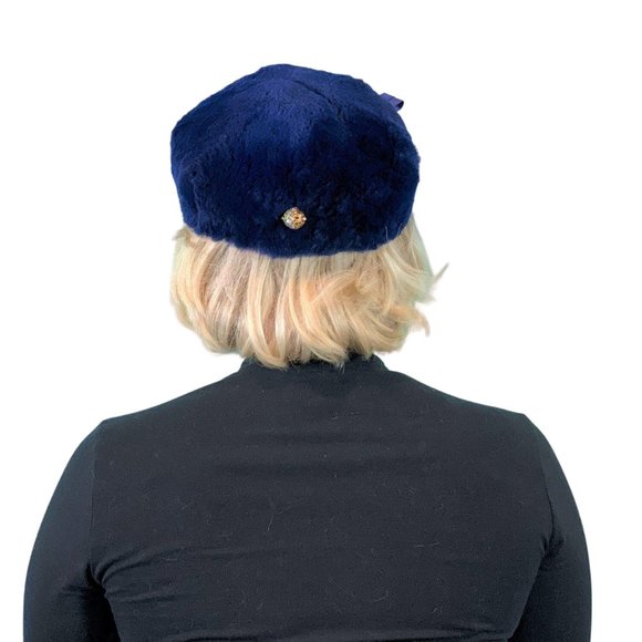 Vintage 1960s Faux Fur Hat Mod Colby Blue Round Cap main image 9